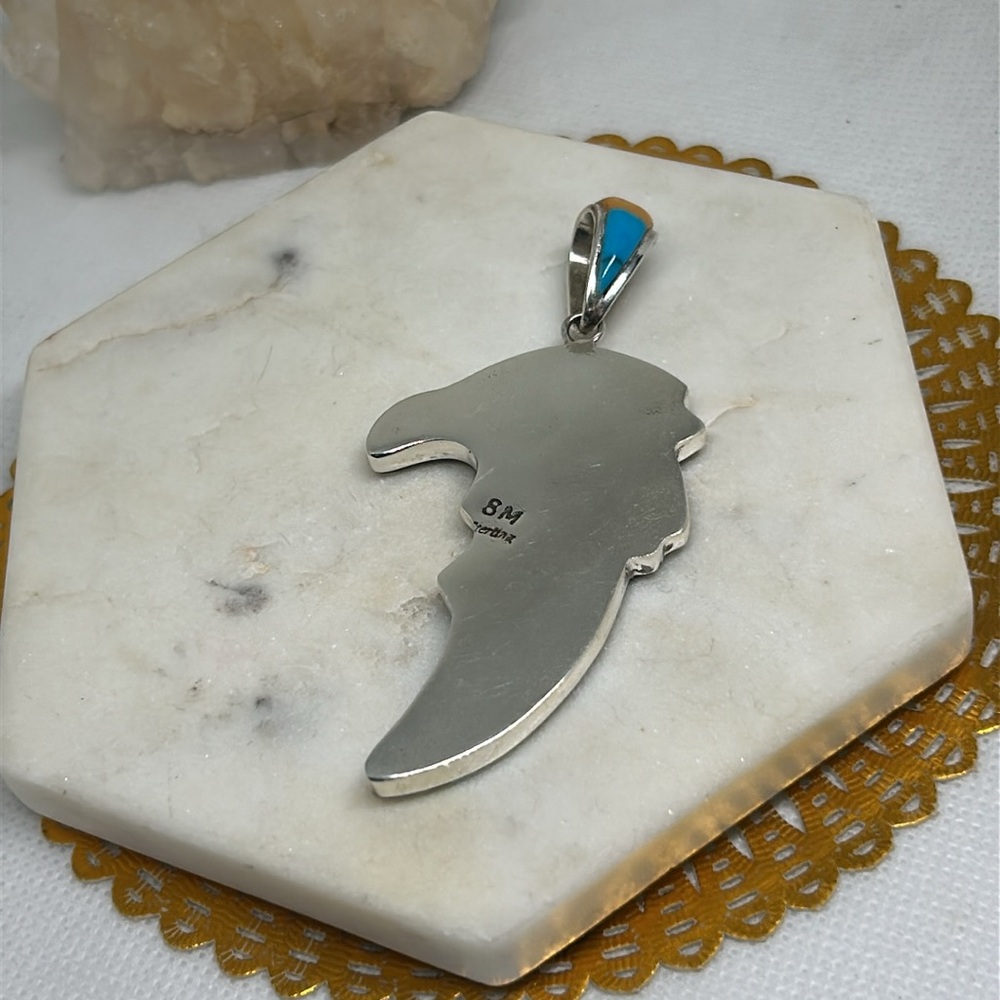 Native style galaxy inlay eagle pendant 925 - Picture 3 of 6